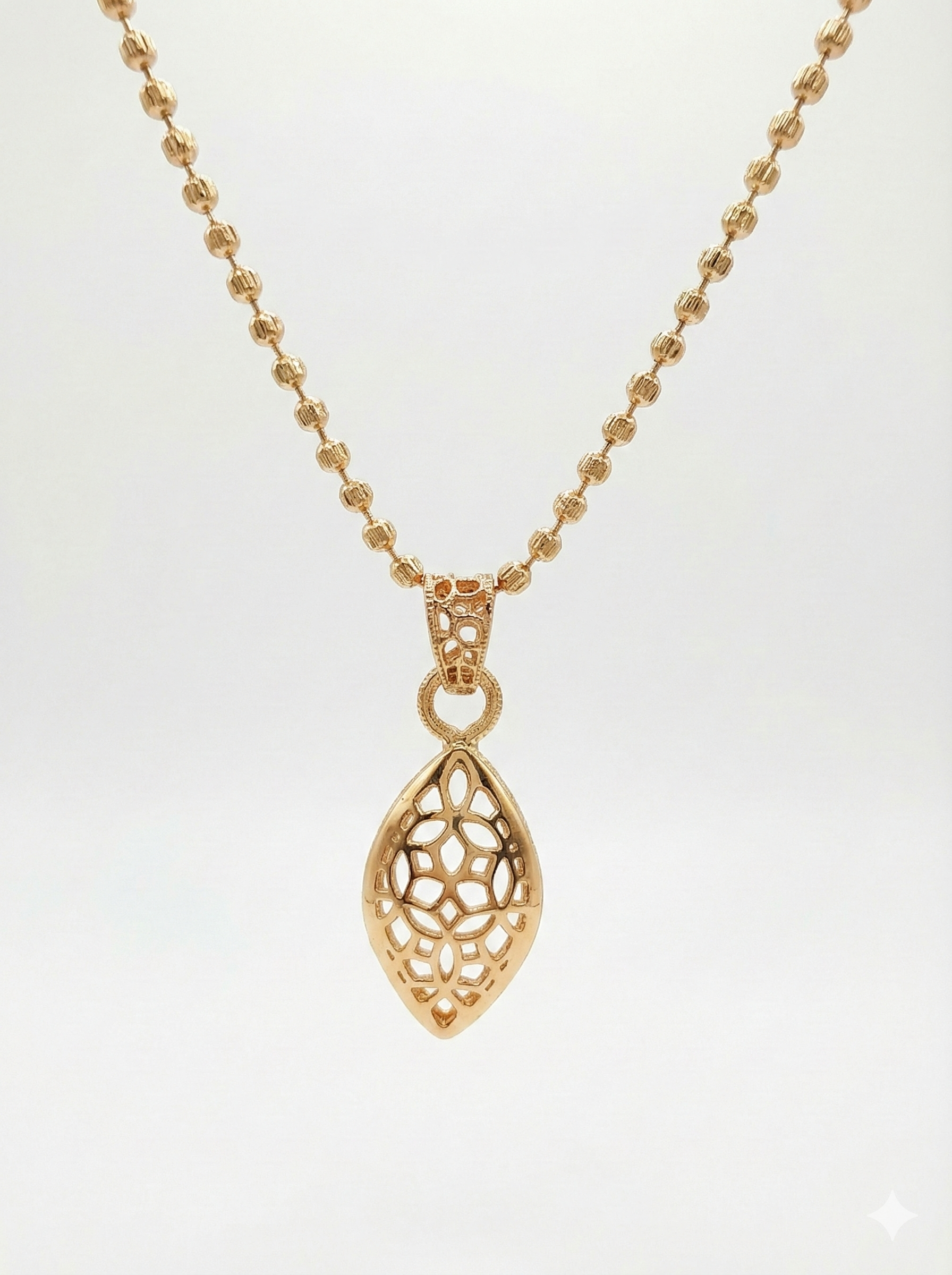 Elegant Gold-Tone Filigree Pendant Necklace for Women-925 Sterling Silver
