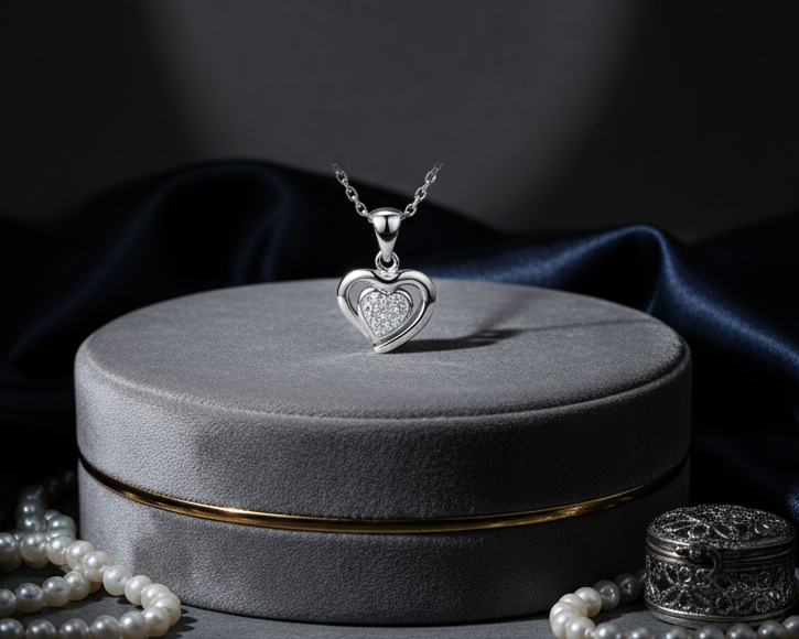 Sterling Silver Heart Pendant Necklace for women-925 Sterling Silver