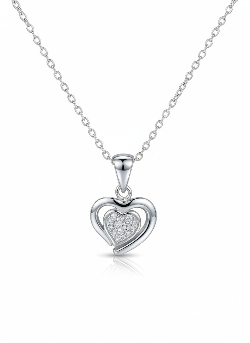 Sterling Silver Heart Pendant Necklace for women-925 Sterling Silver