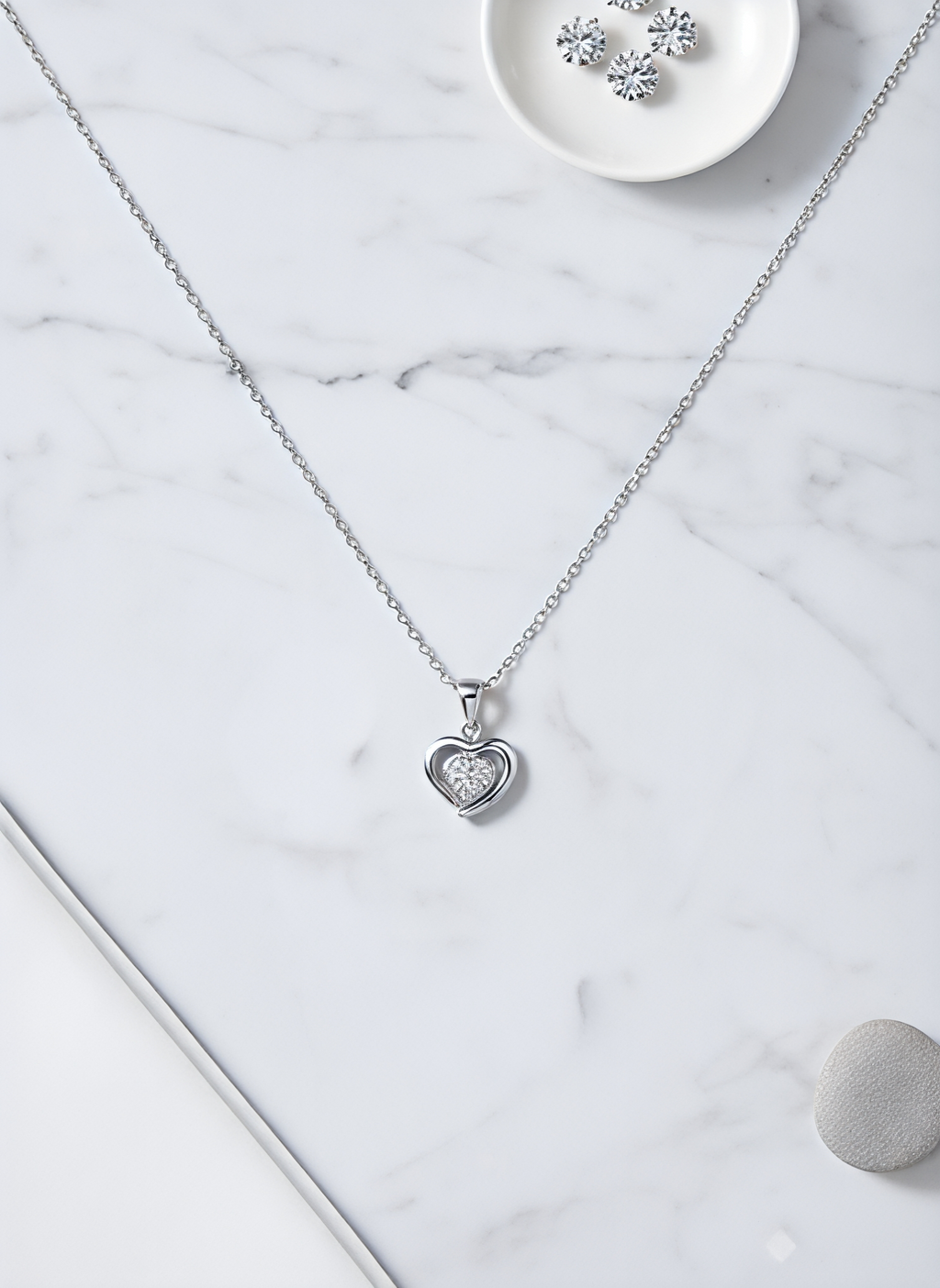 Sterling Silver Heart Pendant Necklace for women-925 Sterling Silver