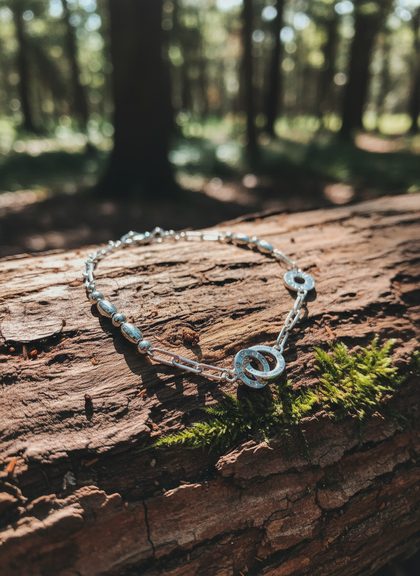Bracelet on wooden log