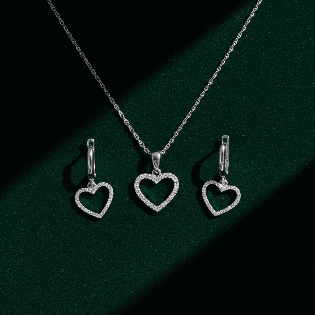 Editorial flat lay on dark green velvet