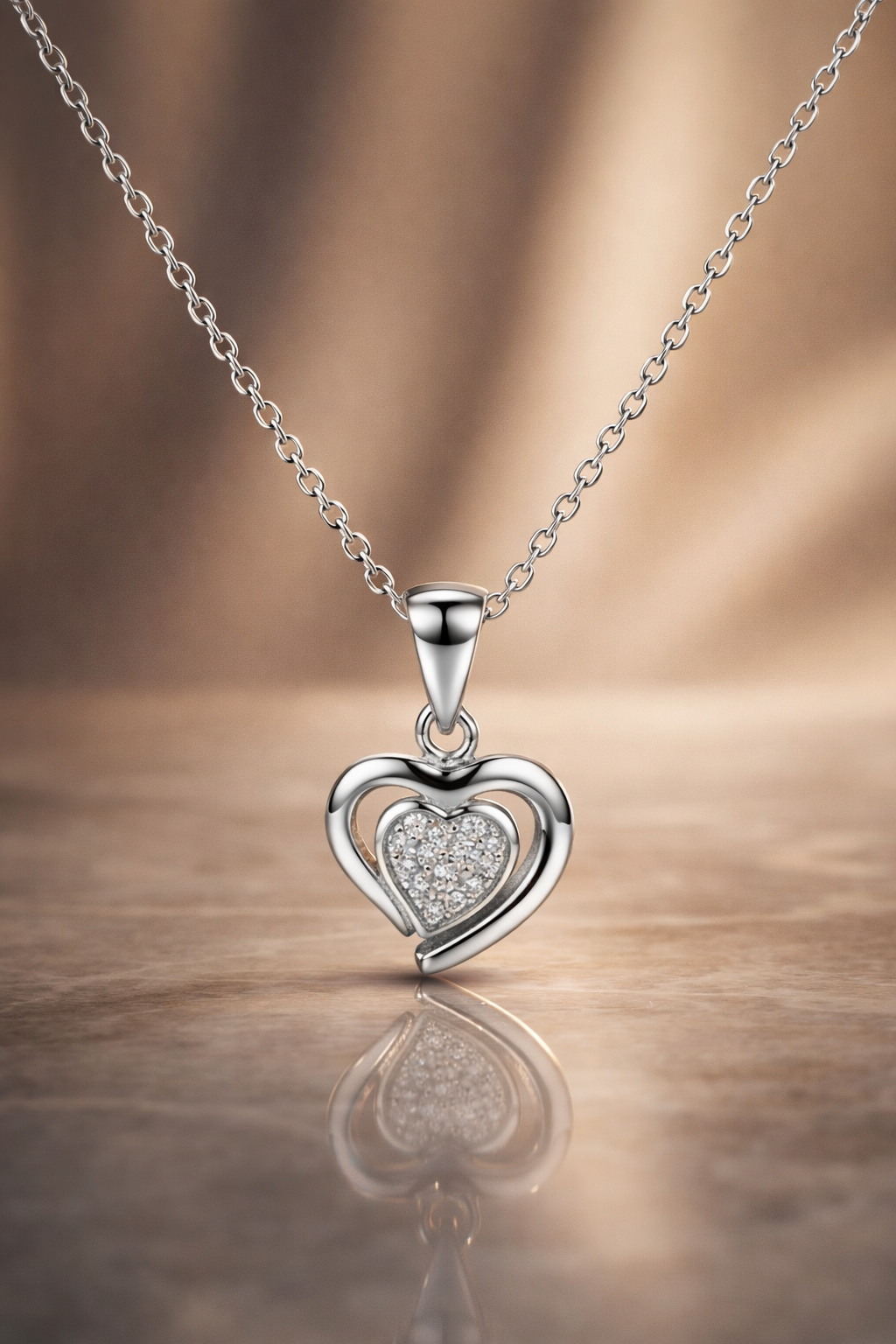 Sterling Silver Heart Pendant Necklace for women-925 Sterling Silver