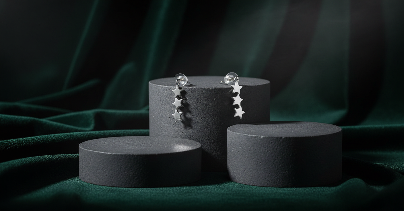 Triple Star Silver Earrings - Minimalist Stud Earrings-925 Sterling Silver