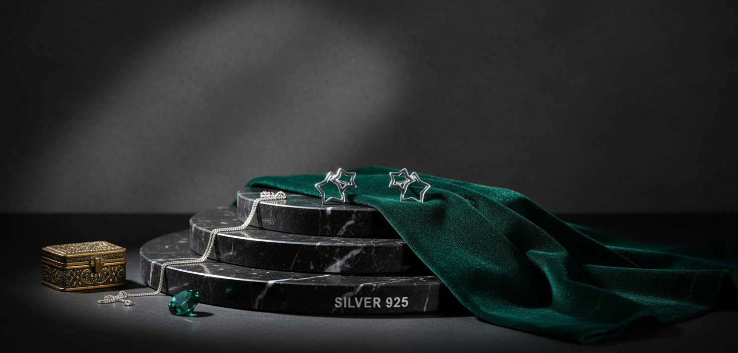 Star Stud Earrings-925 Sterling Silver