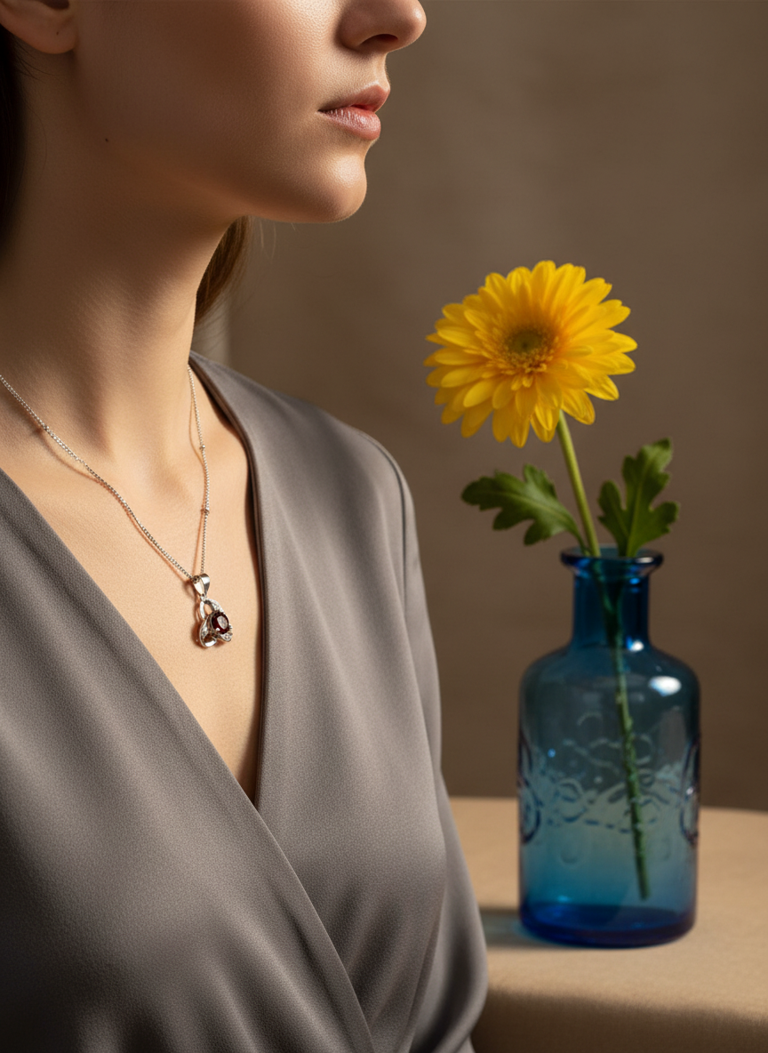 Pendant lifestyle with blue vase and yellow flower