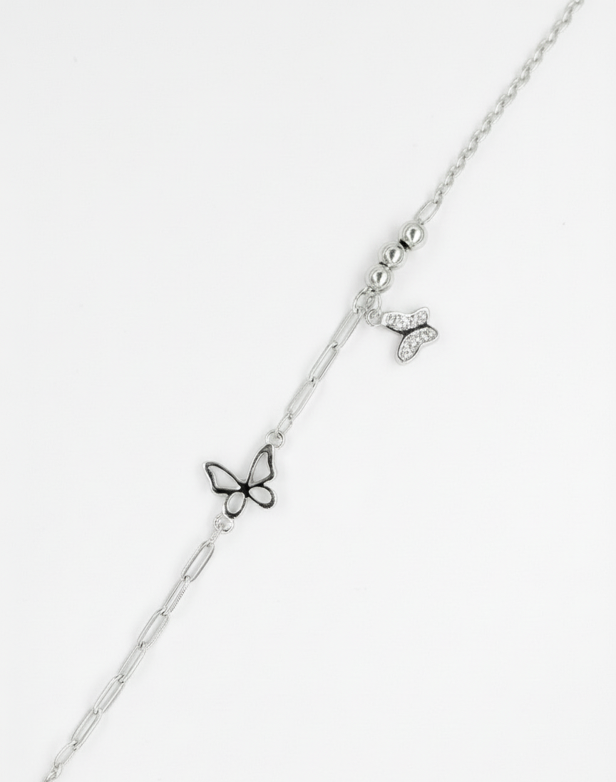 Minimal Butterfly Charm Adjustable Bracelet for Women-925 Sterling Silver