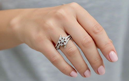 Floral Cluster Diamond Silver Ring