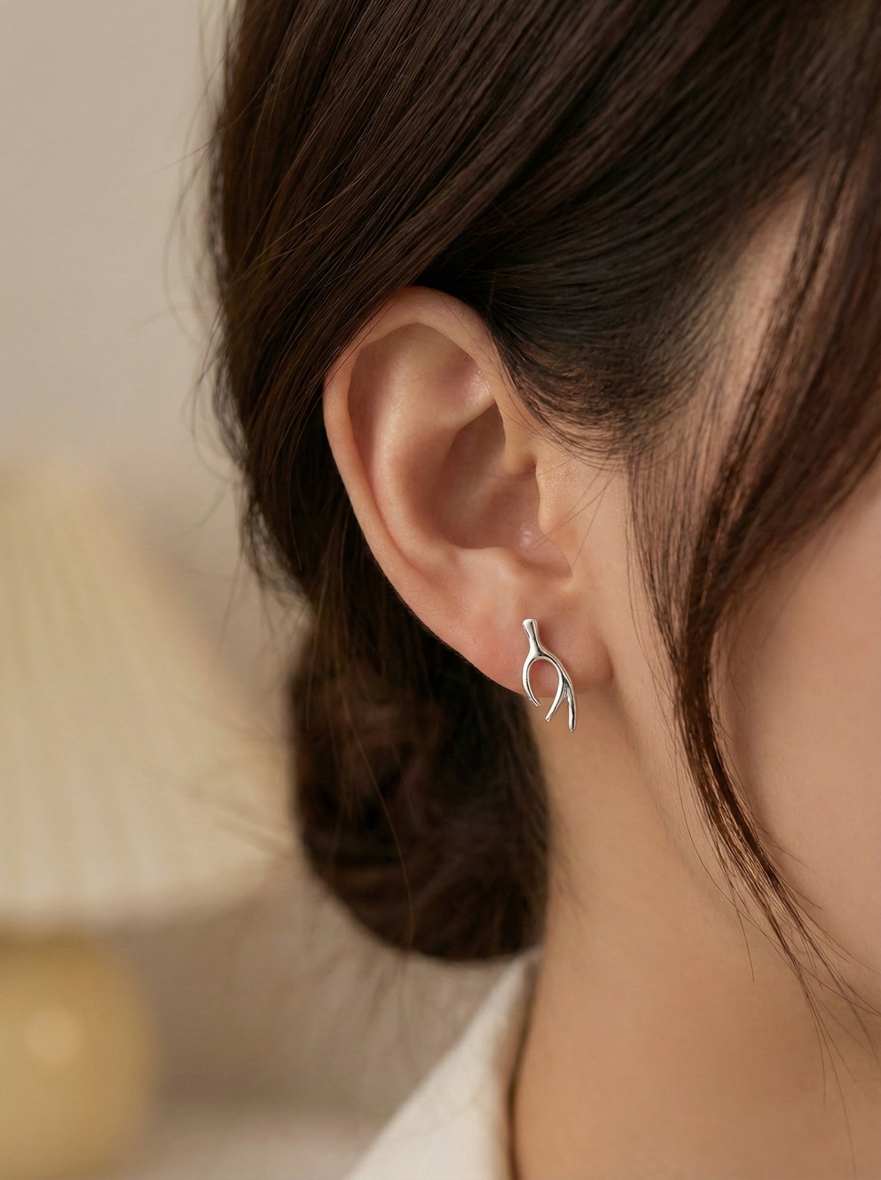 925 Sterling Silver Wishbone Stud Earrings